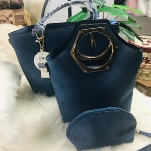 🆕️3 IN 1 Denim Metal Handle Satchel